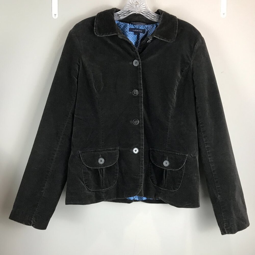 Womens Lands End Drk Gray Corduroy Blazer Size S
